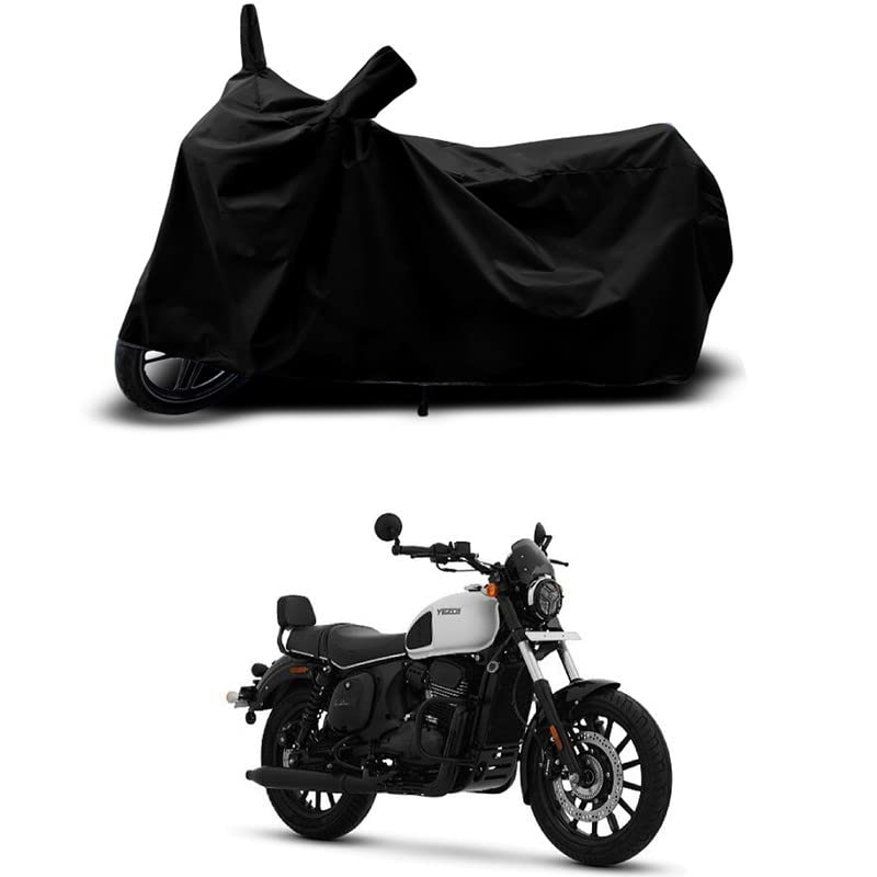Image of 100% Scratchproof /UV-Rays /Heat Protection /Birds Dropping /Water Resistant /Dust Proof /Waterproof /Full Bike Scooty Two Wheeler Body Cover Compatible for Yezdi Roadster Sin All Varients[Black]