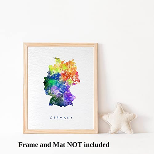 Dignovel Studios 13X19 Unframed Germany Map Europe Travel Tour Watercolor Illustrations Art Print Wall Art Poster Giclee Art Home Decor Wall Hanging World Map N208 #TOP2