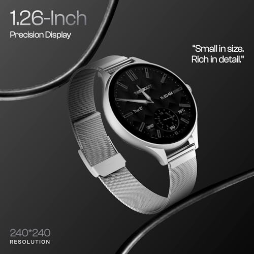 Image of Fire-Boltt Phoenix Air Smart Watch 1.26 inch Round Display, Rotating Button, Wireless Charging, Ultra Lightweight Metal Body, Bluetooth Calling, Smartwatch with Silicone & Mesh Steel Straps Titan Silver
