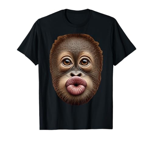 Baby Orangutan Ape Monkey Face Stomach Funny Cute Kiss Lips T-Shirt