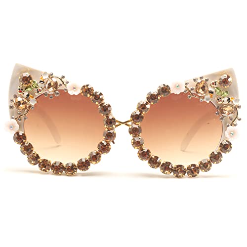 Oversized Diamond Sunglasses Women Rhinestone Cat Eye Sunglasses Vintage Female Sparkling Party sunglasses Eyewear (white, X)