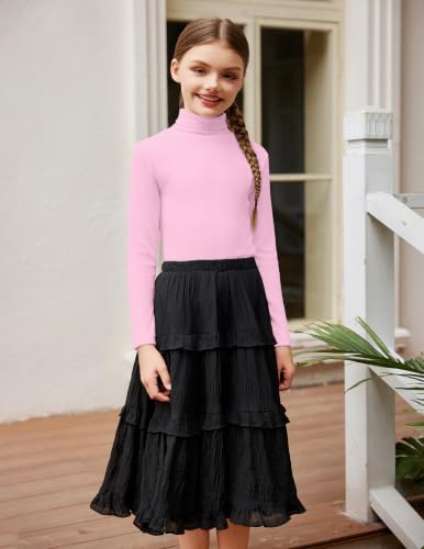 Image of Arshiner Girls Turtleneck Sweater Kids Long Sleeve Knit Pullover Tops