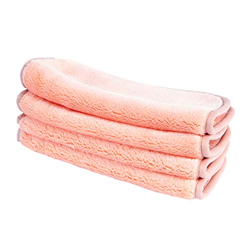 Image of Eurow Reusable Makeup Remover Cloths, Soft Microfiber Face Towels for All Skin Types, Chemical-Free, Protective, Machine Washable, Gentle & Effective Facial Cleansing, 8 inchx8 inch, Coral, 4-Pack