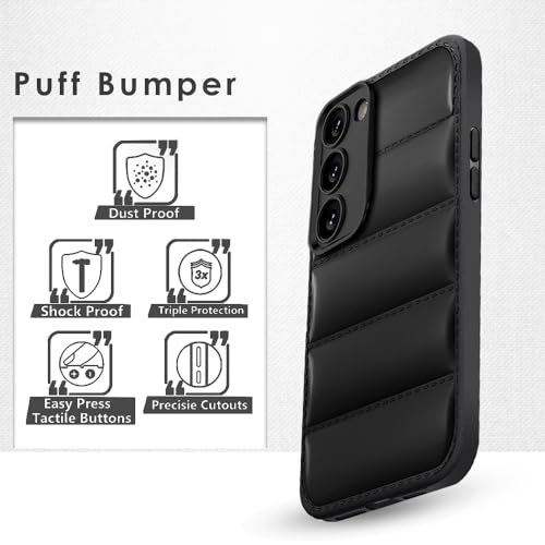 Image of KARWAN Puffer Edition Silicone Case Cover for Samsung Galaxy S23 | Scratch Resistance Mobile Cover, Camera Protection Case Compatible with Black