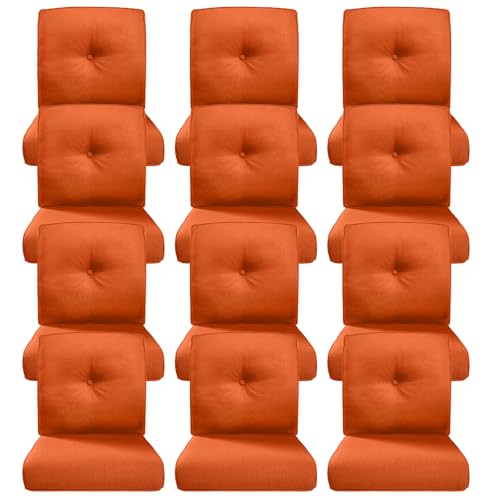 Image of Luxury 4 inch Thick Outdoor Cushion Set of 12 - 22x24 Patio Furniture Cushions with 28D High-Density Foam, Water-Resistant & Fade-Resistant Fabric, Removable Covers for Patio Furniture Sofa Couch -Orange
