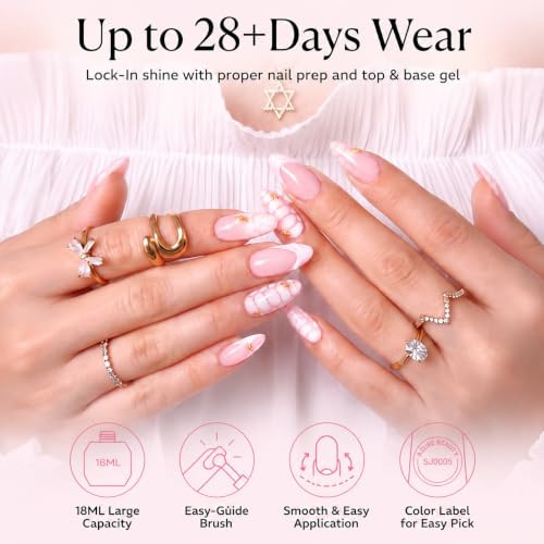 Image of AZUREBEAUTY Baby Pink Gel Nail Polish 18ML, UV /LED Soak Off Gel Polish | Soft Cream Light Pink Salon Nail Gel for Long Lasting High Gloss Manicure, French Nail Art for Women