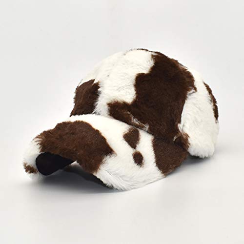 Faux Fur Cow Print Baseball Caps For Women Men Girls Fashion Winter Warmer Hats Adjustable Black White Sun Cap (Brown) #TOP1