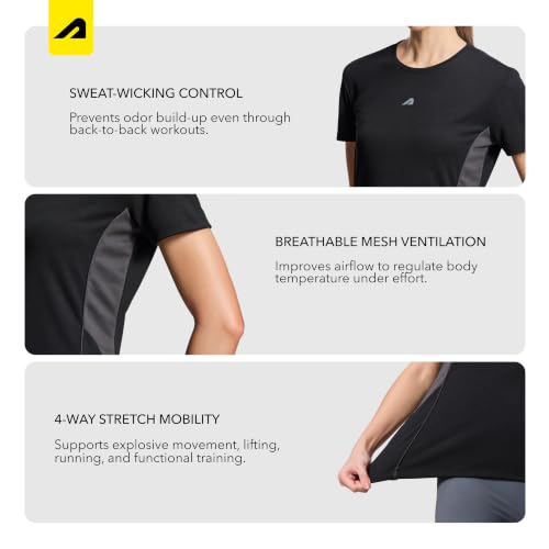 Image of Boldfit Gym T-Shirt for Women Sports Top for Running Training Breathable Dry Fit Mesh Short Sleeve Tees