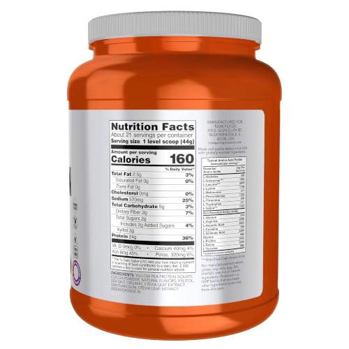 Image of NOW Foods Sports Nutrition, Pea Protein 24 g, Easily Digested, Creamy Chocolate Powder, 2 Pound (Pack of 6)