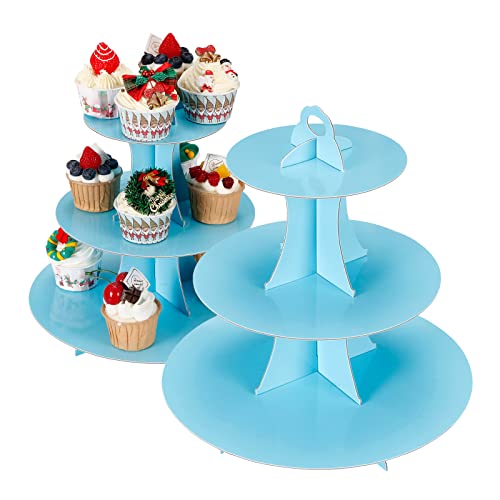YLDW 3-Tier Baby Blue Cupcake Stand