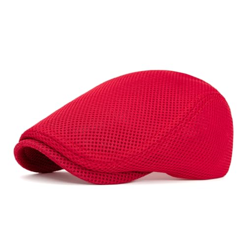 Image of meioro Men's Mesh Flat Cap Summer Breathable Newsboy Hats Beret Ivy Cap Gatsby Irish Cabbie Driving Hat Full Head Wrap