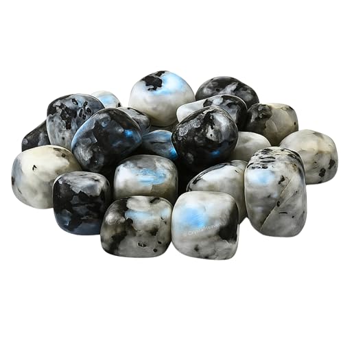 Image of Certified Rainbow Moonstone Crystal Healing Tumbled Stone, Natural Polished Crystals for DIY Crafts, Manifestation, Meditation, Pooja Feng Shui and Reiki Healing (30 Grams)
