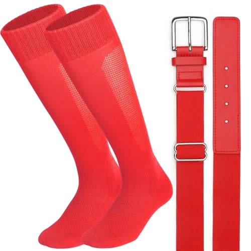 Image of Baseball Socks and Belt Combo for Youth Adult Softball Sock Belt for Boys and Girls