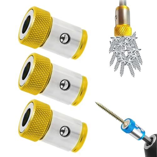 Image of Universal Screwdriver Head Magnetic Ring, Magnetizer Screw Removable for Hex Screwdriver and Power Bits, Magnetic Screwdriver Bit Head, Multipack Magnetic Screw Ring Holders Household Tool (Yellow)