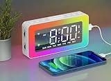 Alarm Clocks for Bedrooms, Mirror Clock with 8 RGB Atmosphere Light, Dual Alarms, 3 Alarm Modes, Sno