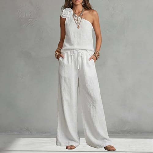 Traje de lino elegante y sofisticado de dos piezas con acabados premium para mujer 3