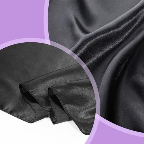 35" Satin Head Scarf, Silky Head Scarf Large Square Scarf Sleeping Hair Wrapping for Women Black3