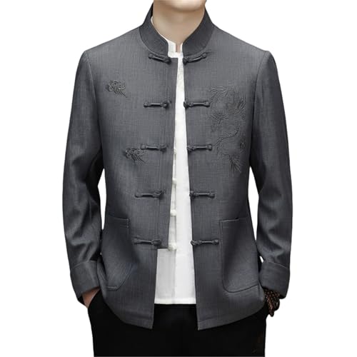 Veste Tang homme style chinois col montant Zhongshan brodé