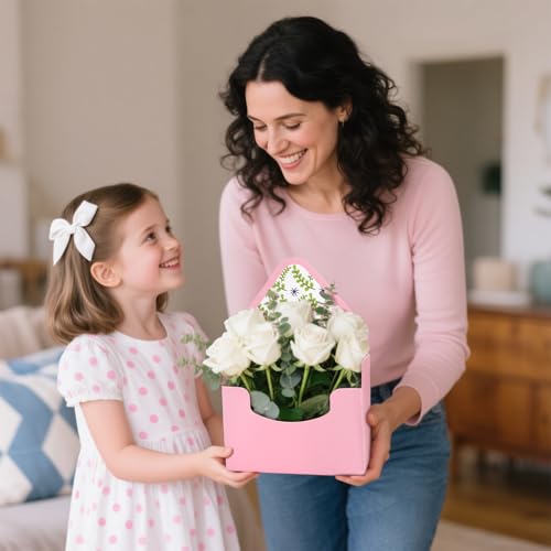 Cedilis Set of 20 Envelope Gift Box, Flower Boxes for Arrangements, Paper Floral Bouquet Packaging Box, Florist Supplies for Wedding, Party, Birthday, Mother's Day, Christmas, Pink and Black - Image 8