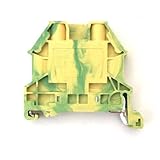 Dinkle DK4N-PE DIN Rail Grounding Terminal Block with Cover DK2.5NC-PE Screw Type Green Yellow IEC 630V UL 30A 10-28AWG, Pack of 25
