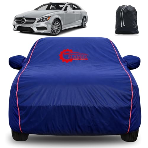 Image of 100% Waterproof Car Cover for Mercedes CLS | All-Weather, Dustproof & UV Protection | Heavy-Duty 3-Layer Fabric | Custom Fit with Mirror & Antenna Pocket | Navy Blue