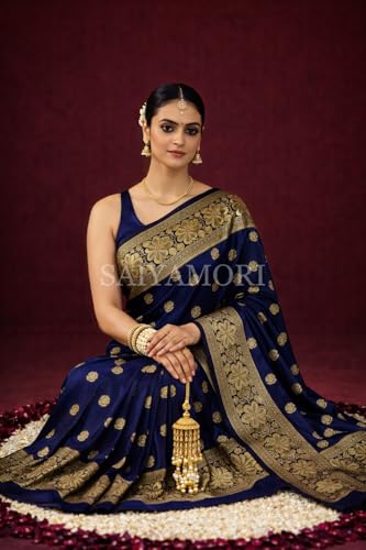 Image of Women's Soft Silk Style Jacquard Saree with Rich Zari Woven Border & Pallu | 5.6 Mtr Saree with 0.8 Mtr Unstitched Blouse