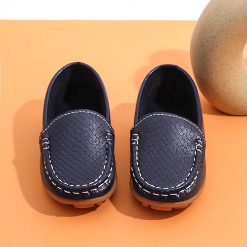 Image of Boys Loafers PU Leather Slip-On Toddler Dress Shoes Non-Slip Sole Kids Moccasins for School Events and Daily Wear