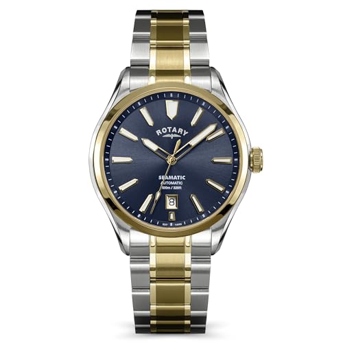 Montre étanche homme Rotary Seamatic luxe bicolore argent et or
