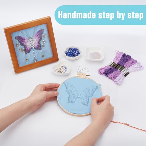 Kit de broderie point de croix papillon idée cadeau DIY adultes - 7