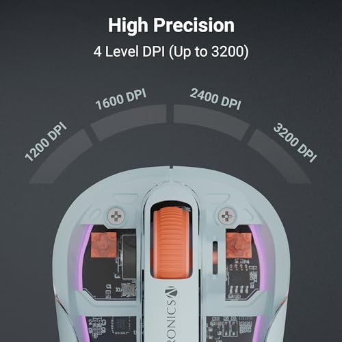 ZEBRONICS Sheer Plus Wireless Mouse, Dual Mode (2.4GHz + BT), Dual Bluetooth, Dual Dongle (USB A & USB C), Upto 3200 DPI, Silent Operation, RGB... - Image 4