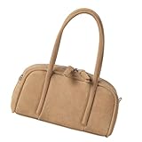 JSGHGDF Bolso de hombro de ante de alta calidad con correa desmontable para uso casual y de oficina, albaricoque