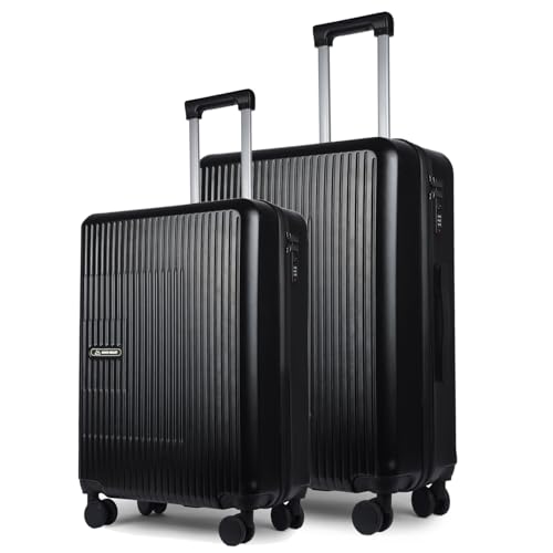 Image of Move-Meant Travel Pro Small & Medium 55 & 66Cm Suitcase 8 Wheels Number Lock Poly Carbonate Black Trolley Bag for Men & Women | 360 Degree Wheeling Luggage | Trolley Bags for Travel