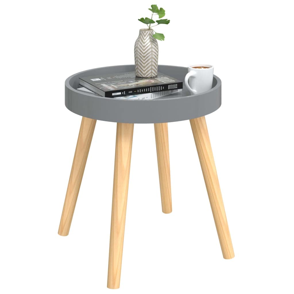 Stolik pomocniczy szary 38x38x40 cm Drewno inżynieryjne | Nogi z litego drewna sosnowego, skandynawski design, do salonu lub sypialni, instrukcja obsługi w zestawie