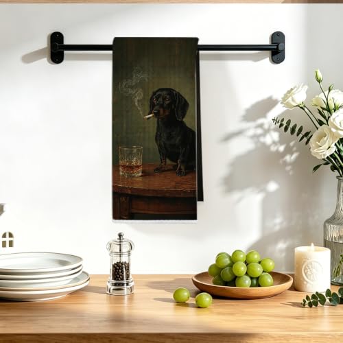 Image of Hanamiya Na Dachshund Kitchen Towels, Dachshund Gifts Reusable Dish Towels | Waffle Weave Absorbent Hand Cloth Tea Towel for Kitchen Bathroom Decor, Cute Weiner Dog Gifts for Women Friend 24x14 Inch