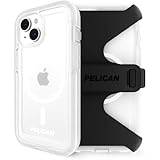 Pelican Voyager - iPhone 15 Plus Case 6.7' [Compatible with MagSafe] [Anti-Yellow] Magnetic Charging Phone Case with Belt Clip Holster Kickstand [18ft Military Grade Drop Protection] - Clear