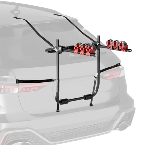 Wiltec Kofferraum Fahrradträger für 3 Fahrräder, Heckklappenfahrradträger Stahl, Fahrradträger für Heckklappe bis 45 kg, Stabiler Heckklappenträger Wiltec Kofferraum Fahrradträger für 3 Fahrräder, Heckklappenfahrradträger Stahl, Fahrradträger für Heckklappe bis 45 kg, Stabiler Heckklappenträger