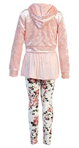Image of iGirlDress Girls 4 Pieces Pant Set Long Sleeve Jacket Necklace Floral Plaid Pant 4-16
