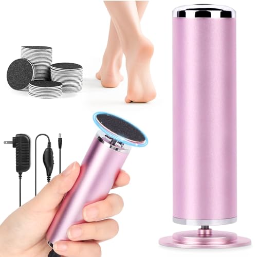 LIONVISON Electric Foot Callus Remover: Adjustable Speed Foot File for Cracked Heels - Working Womens Summer Pedicure Tool with 60pcs Sandpaper Discs - Dead Skin Remover for Dry Feet at-Home