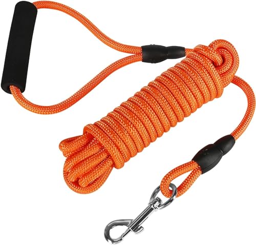 Correa de entrenamiento para perros, 6 m, flotante para perros, correa larga para perros, correa con agarre cómodo para exteriores, senderismo, natación, playas y lagos Chihuahua arnés (naranja, talla