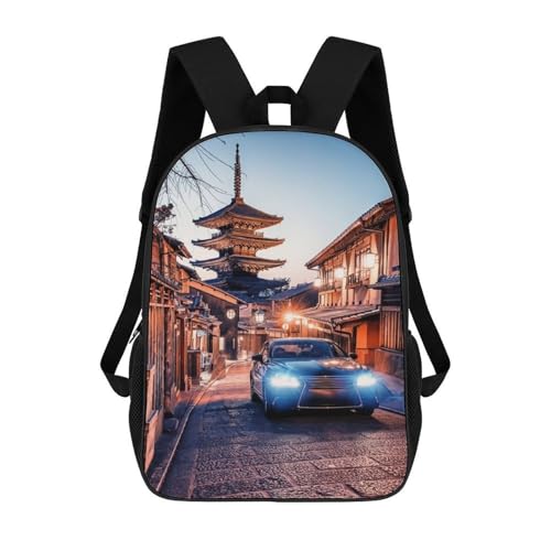 Sac à dos imprimé 3D Kyoto City 17 pouces pour alléger les fournitures