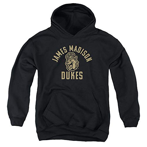James Madison University JMU Official One Color Dukes Head Unisex Youth Pull-Over Hoodie,Black, Medium -  CLCJMU227-YFTH-2