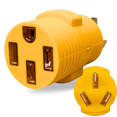 MECMO (Fits 3-Prong Stove Outlet) NEMA 10-50P to 14-50R Adapter, 50A Older Range to 4 Prong EV Charger (Max 32Amp 240V) - 220/250V for Level 2 EV Charging Tesla Power Cord Adaptor 【Not for 50 Amp RV】