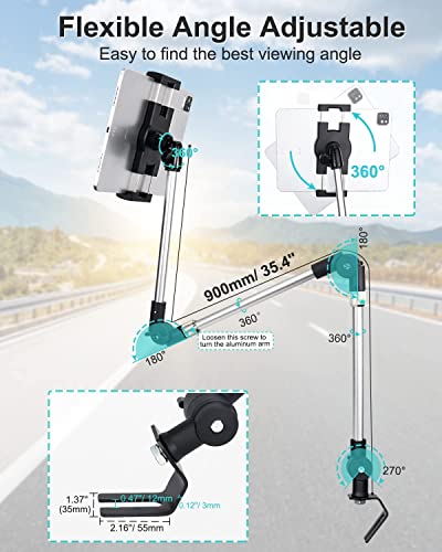 Aozcu Car Or Truck Seat Rail Tablet Mount, 35" Metal Floor Seat Bolt Tablet Holder With 1/4" Adapter For Camera, Flexible Phone Stand For Ipad 12.9 Air Mini, Galaxy Tabs, Dslr, 4-13'' Tablets #TOP3