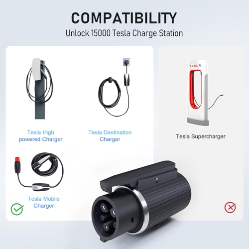 Image of Tesla to J1772 Adapter, Max 80A 240V Fast Charging J1772 EV Charger Adapter compatible with Ford, Cadillac, Rivian, BMW, Benz Electric Cars, Tesla Mobile charger /Wall Connectors /Destination Chargers