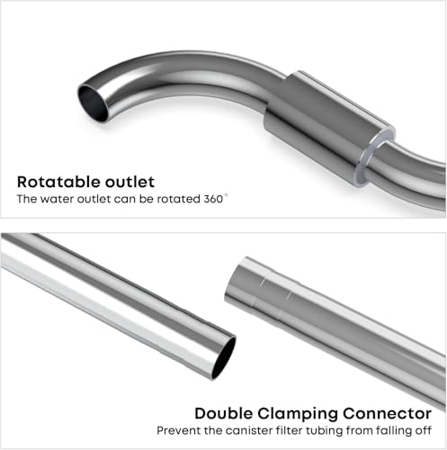 Image of FZONE Aquarium Stainless Steel Skimmer Lily Pipes Inflow and Outflow with Spin Skimmer and Adjustable Rod for Aquarium Filter 1 /2'' (12 /16mm) Tubing