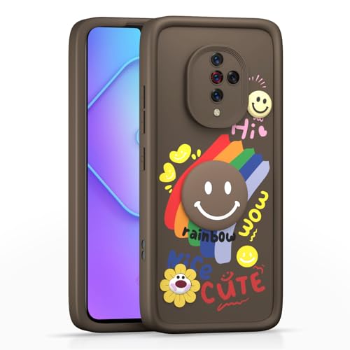 Image of Pikkme Back Cover for Vivo S1 Pro | Soft Silicone| Cute Rainbow Smile & 3D Cartoon Flower Design | Shockproof Raised Camera Protection Bumper Case (Brown)