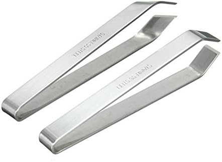 (Set of 2) Fish Bone Tweezers by Tezzorio, Stainless Steel Pin Bone Tweezers 4 3/4-Inches, Professional Fish Bone Remover