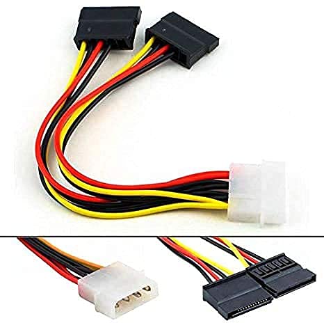 Image of LipiWorld 4 Pin Molex to 15 Pin Female Dual SATA Power Copper Serial ATA Adapter Y-Cable Hard Drive Extension Cable 4Pin to Dual Sata Female (Pack Of 5)