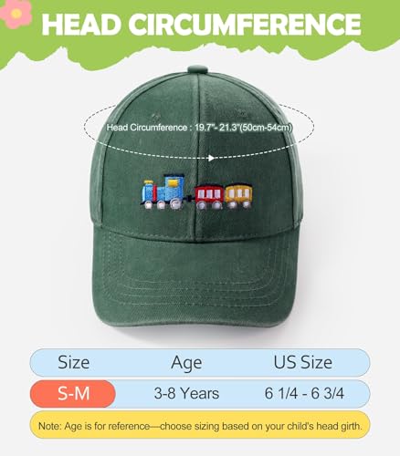 Toddler Baseball Hat Baby Boy Kartoon Embroidery Train/Puppy Cotton Kids Baseball Cap Washed Sun Hats for Boys Girls 3-8Y4