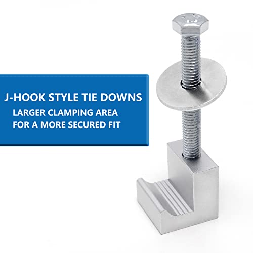 Miylee Truck Tool Box Mounting Kit, Aluminum Mounting Clamps For Pickup Truck Tool Box Mount Tie Downs J Crossover J Hook Tool Box Pickup 5 Pcs,Silver #TOP1